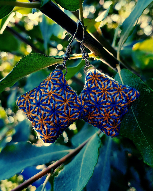 Boucles d’oreilles brodées à la main, Constellation